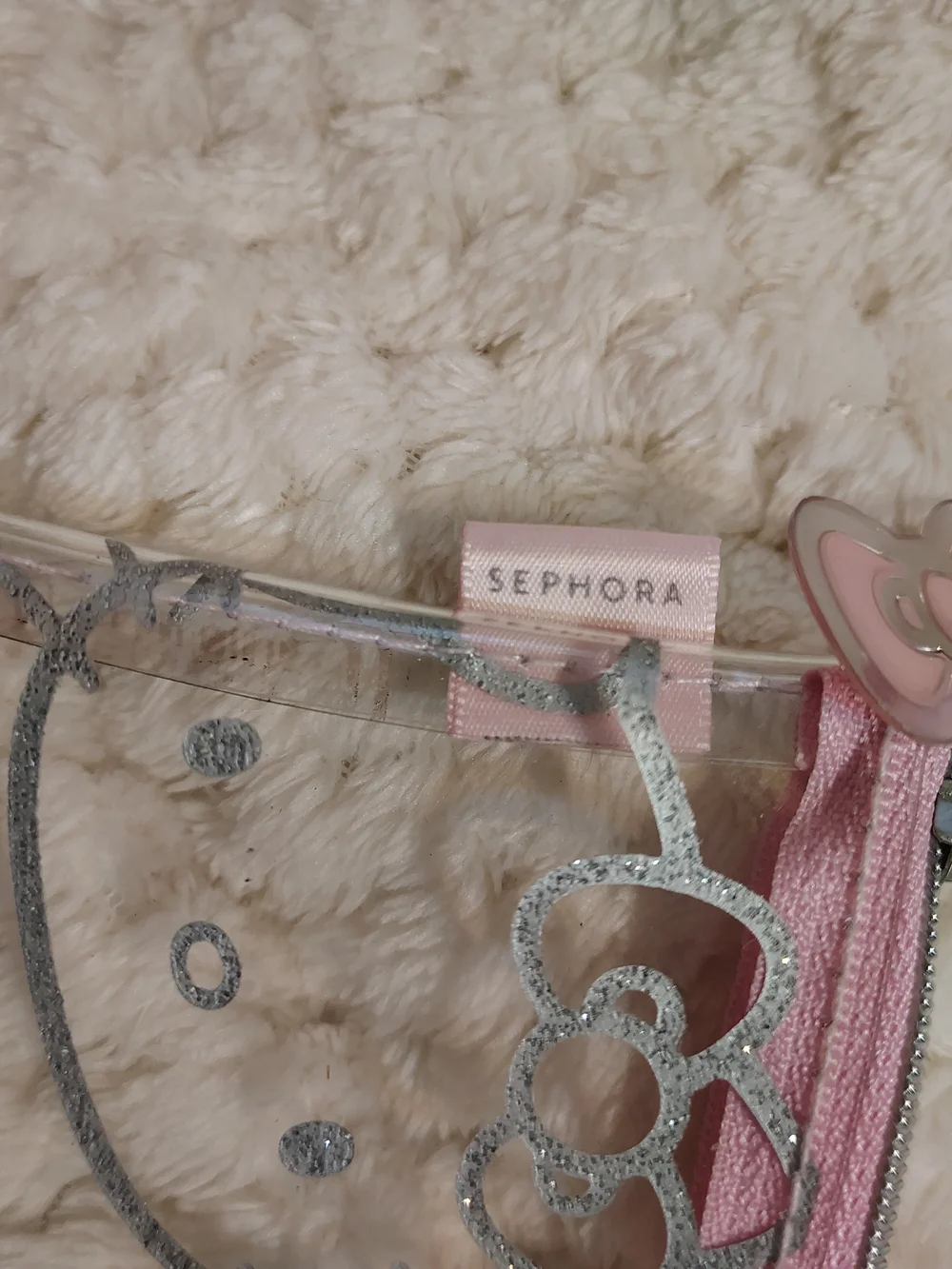 Sephora Clear Hello Kitty Cosmetic Pouch - Pink and Silver